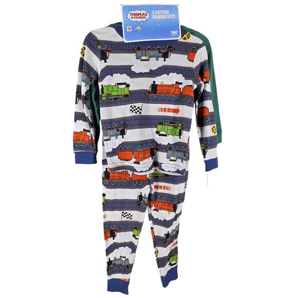 THOMAS & FRIENDS TODDLERS 3-PC SNUG-FIT COTTON PAJAMA SET SIZE 3T 2 TOPS 1 PANT - Picture 2 of 8